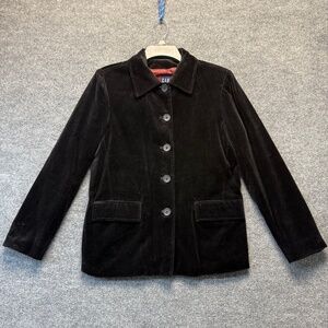 Vintage Gap Velvet Jacket Women Small Black Velour Blazer Liner Large Buttons